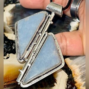 Large Blue Anhydrite Angelite Pendant 2 1/2”